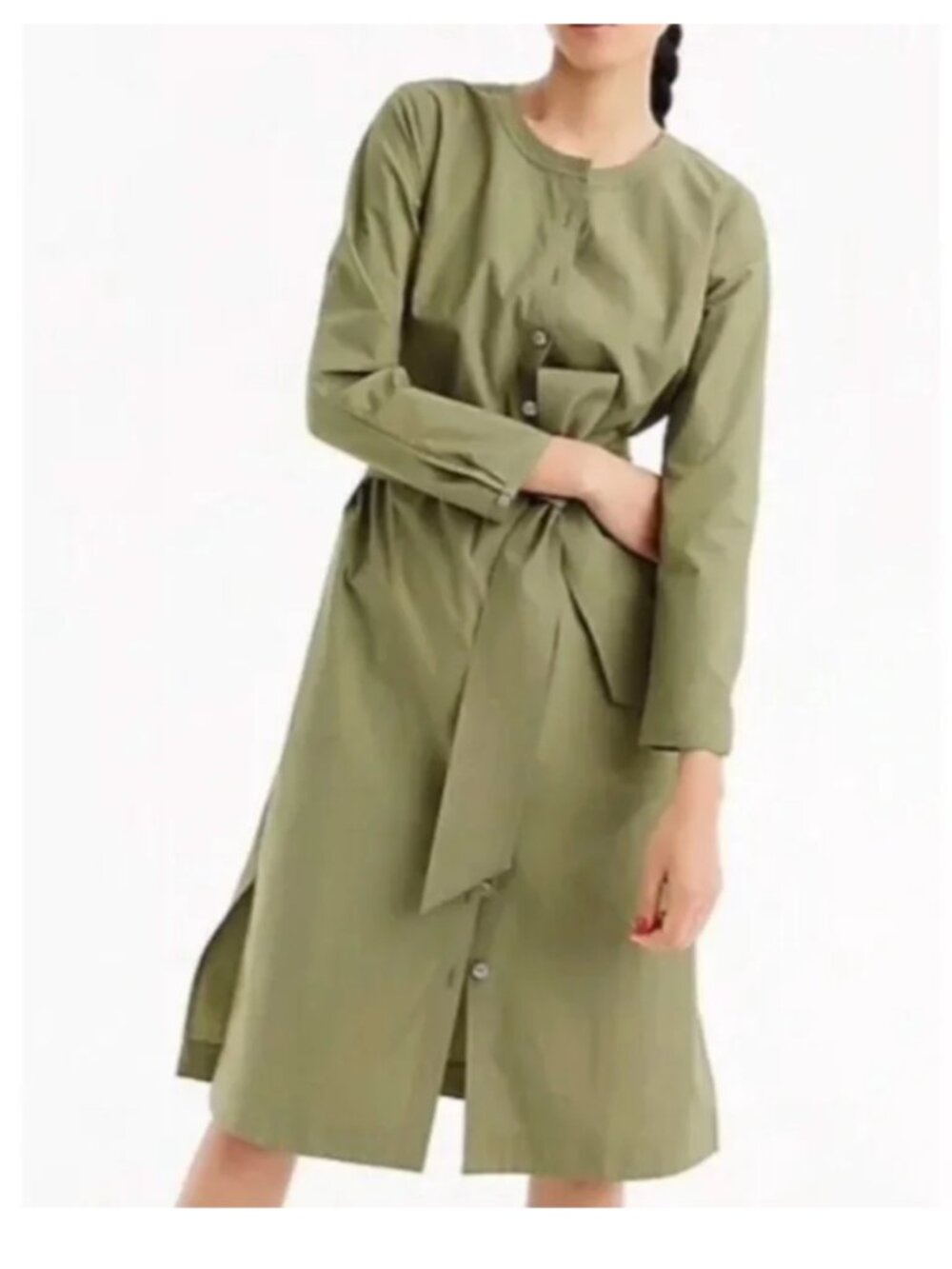 J.Crew Olive Green Button Front Utility Shirtdress Size XL NWT
